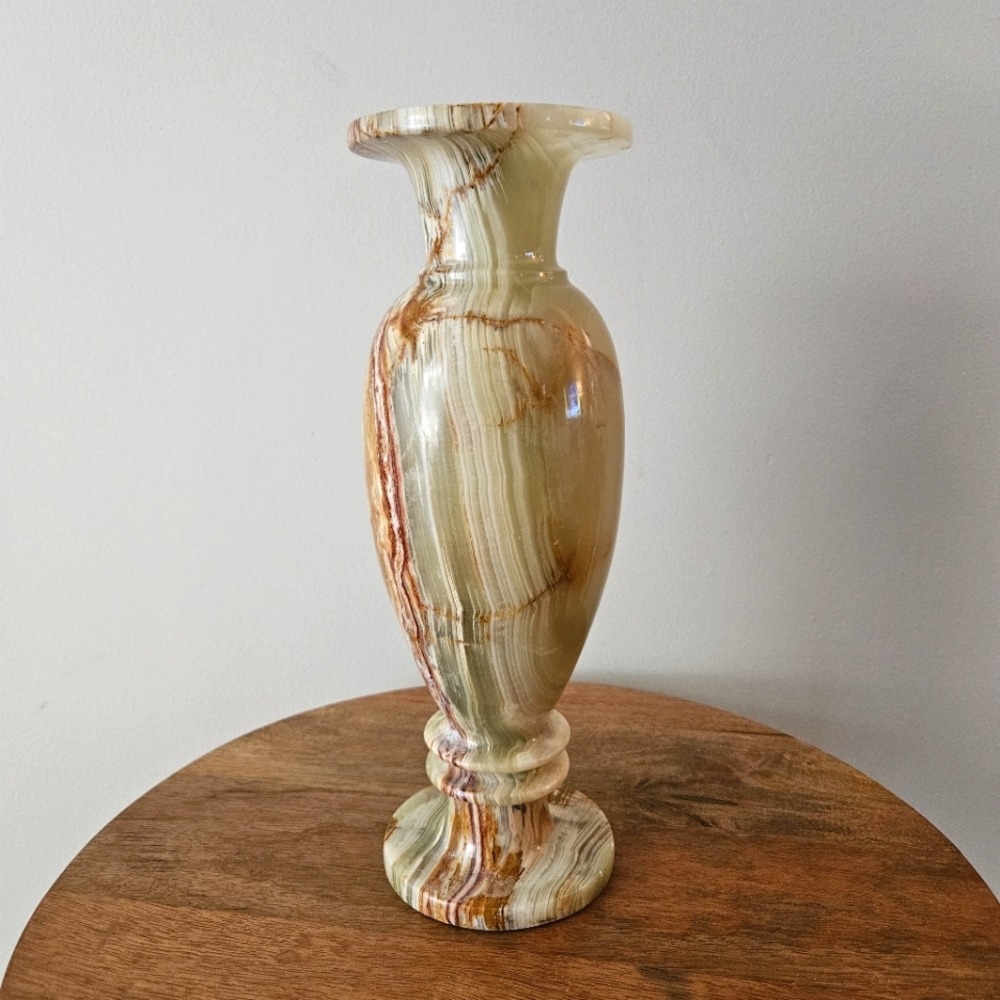 Onyx Stone Footed Vase Large